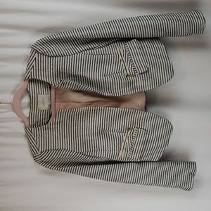 Ann Taylor Loft Women's 6 Blue & White Stripe Tweed Blazer